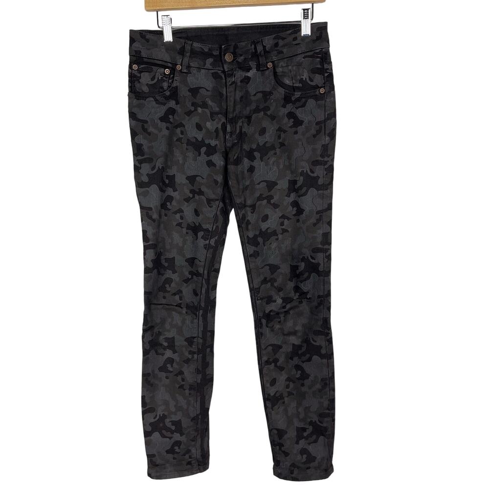 6397 Womens Size 27 Black Camo Mini Skinny Jeans Cotton Stretch Made in Italy